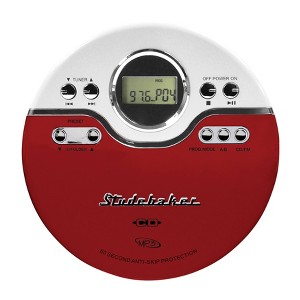 Studebaker SB3703RWB Joggable Personal CD/MP3 Player and FM Radio - Red - 1 of 4