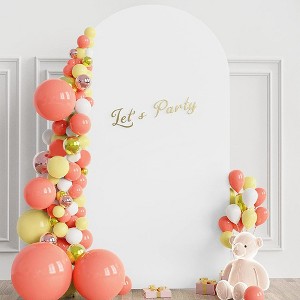 7.2FT Wedding Arch Backdrop Cover Spandex Fitted White Wedding Arch Covers Round Top Chiara Arches Backdrop Cover for Birthday Party Ceremony - 1 of 4