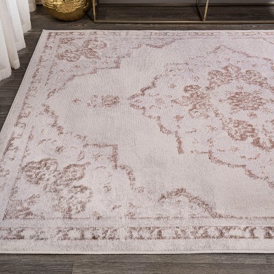 Alhambra Red and Cream Synthetic Medallion Area Rug
