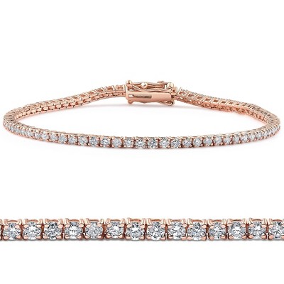 Pompeii3 2 Ct Lab Created Diamond Tennis Bracelet 7" 14k Rose Gold