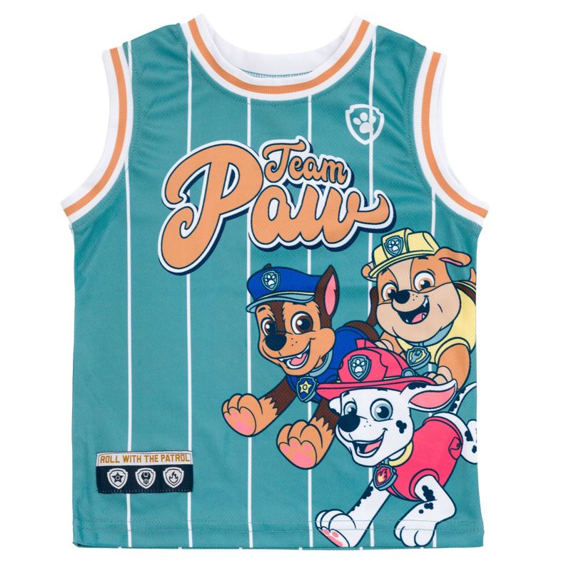 PAW Patrol Chase Marshall Rubble Mesh Jersey Tank Top and Basketball Shorts Athletic Outfit Set Toddler, 3 of 8