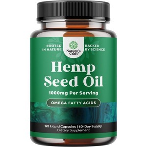 Hemp Seed Oil Capsules, Vegan Omega 3 6 9 Supplement with Essential Fatty Acids for Joint Support, Relaxing Mood & Skin Health, Nature's Craft, 120ct - 1 of 4