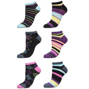 Memoi Women's 6 Pair Pack Diamonds and Stripes Low Cut Socks Assorted 9-11 - 1 of 3