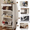QingMoon Shoe Cabinet, Hidden Narrow Shoe Organizer, Slim Freestanding Storage Rack with 3 Flip Drawers and 1 Drawer for Entryway, Hallway - 2 of 4