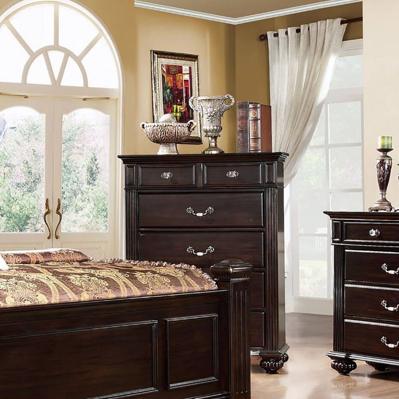 3pc California King Pennings Traditional Bed Set and Nightstand with Chest Dark Walnut - HOMES: Inside + Out, 5 of 26