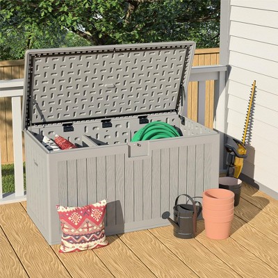 COSCO 150 Gallon Gray Plastic Outdoor Storage Deck Box