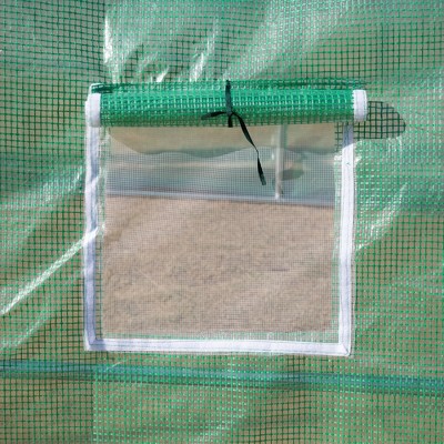 Outsunny Green Walk-In Tunnel Greenhouse with PE Cover and Zipper Doors