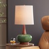 360 Lighting Andi 25" High Mid Century Modern Table Lamp Green Ceramic Wood Single White Shade Living Room Bedroom Bedside Nightstand Colors May Vary - 2 of 4