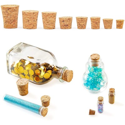 Juvale 80 Pieces Small Tapered Cork Stoppers for Jars and Bottles for Arts and Crafts, 8 Sizes