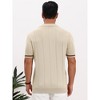 INSPIRE CHIC Men's Zip Up Ribbed Hem Short Sleeve Golf Textured Polo Shirt - 3 of 4