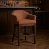 HomeRoots 40" Brown Fabric and Solid Wood Bar Height Swivel Bar Chair - 2 of 4