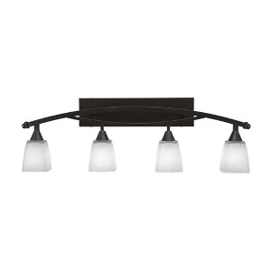 Toltec Lighting Bow 4 - Light Vanity in  Bronze with 4.5" Square White Muslin Shade - 1 of 1