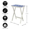 Evergreen Mod Blue and White TV Tray Set with Stand, Set of 4 - 2 of 4