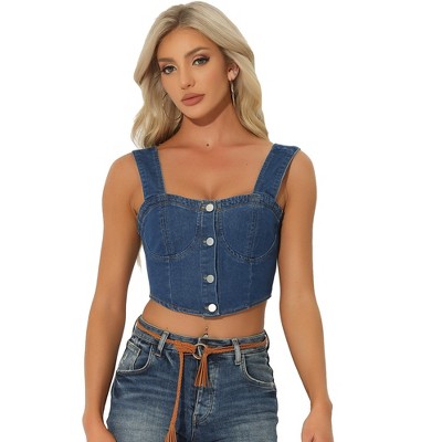 Off-White Bustier denim cropped top - Blue