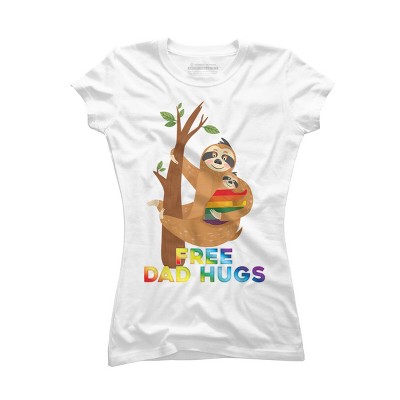 Adult Design By Humans Free Dad Hugs Rainbow Sloth Pride By KangThien T-Shirt