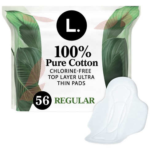 L. Chlorine Free Organic Cotton Ultra Thin Pads with Wings Overnight  Absorbency, 36 count - Foods Co.