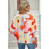 Yellow Colorful Floral Print Ribbed Dolman Blouse - 2 of 4