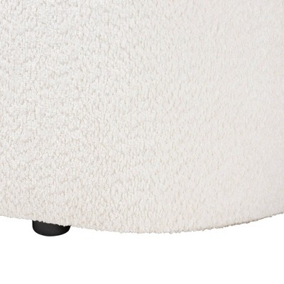 Lavina White Teddy-Bear Fabric Storage Bench with Wooden Legs