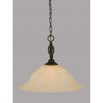 Toltec Lighting Elegante 1 - Light Pendant in  Dark Granite with 20" Amber Marble Shade