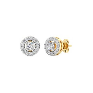 Gilded Lab-Grown Diamond Sterling Silver & 14KT Yellow Gold-Plated Stud Earrings for Women, Round Halo Shaped, 1/4, 1/2, 3/4, 1 Carat Total Weight - 1 of 4