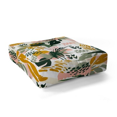 Marta Barragan Camarasa Art Nature Brushstrokes Square Floor Pillow Green - Deny Designs: Overstuffed Lounge & Meditation Support