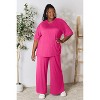 I am a Fashion Junky Double Take Full Size Round Neck Slit Top and Pants Set - 3 of 4