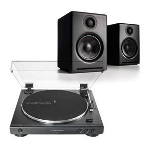 Audio-Technica AT-LP60X-BK Fully Automatic Belt-Drive Stereo Turntable (Black) with Audioengine A2+ Premium Powered Wireless Desktop Speakers - Pair - 1 of 4