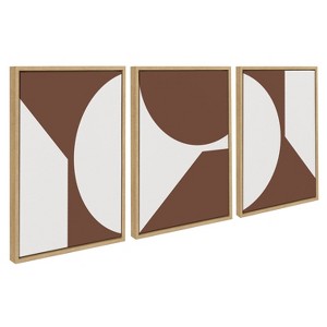 Kate and Laurel Sylvie Minimal Max Mod Set Brown Framed Canvas by The Creative Bunch Studio, 3 Piece 18x24, Natural - 1 of 4