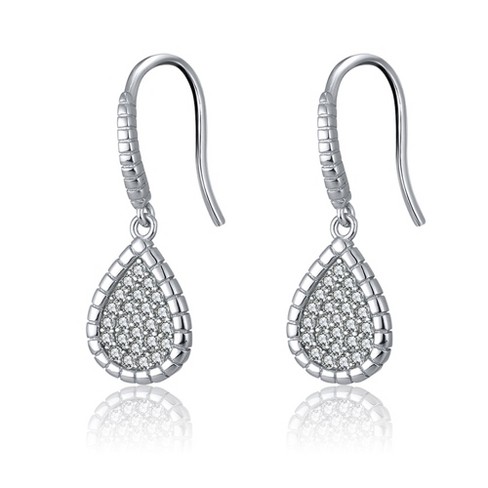 Teardrop Dangle Hook Earrings for Women Pave Cz Sterling Silver Ginger Lyne Collection - image 1 of 4