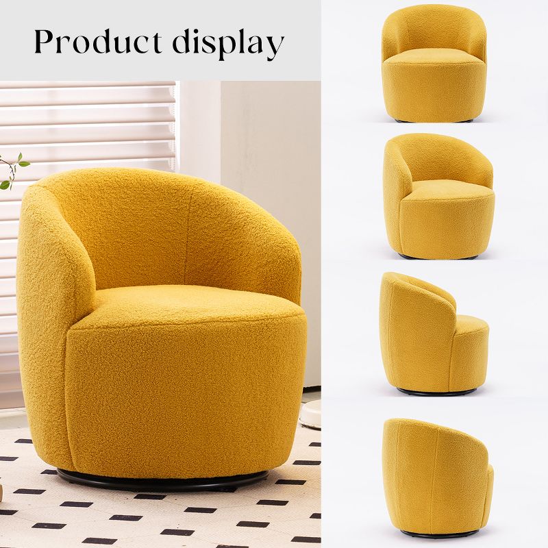 360° Swivel 25.60'' Wide Soft Touch Modern Teddy Tiny Upholstered Barrel Varity Chairs -The Pop Maison, 3 of 7
