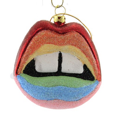 Holiday Ornament 3.5" Spectrum Lips Rainbow Pride Lbgtq Smile  -  Tree Ornaments