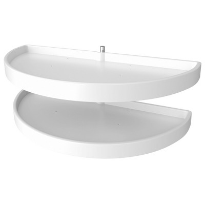Rev-A-Shelf Polymer Half Moon 2-Tier Lazy Susan Blind Corner Kitchen Cabinet Storage Organizer w/ Pivot & Slide Hardware