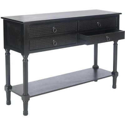 Black Wood and Metal Console Table with Storage