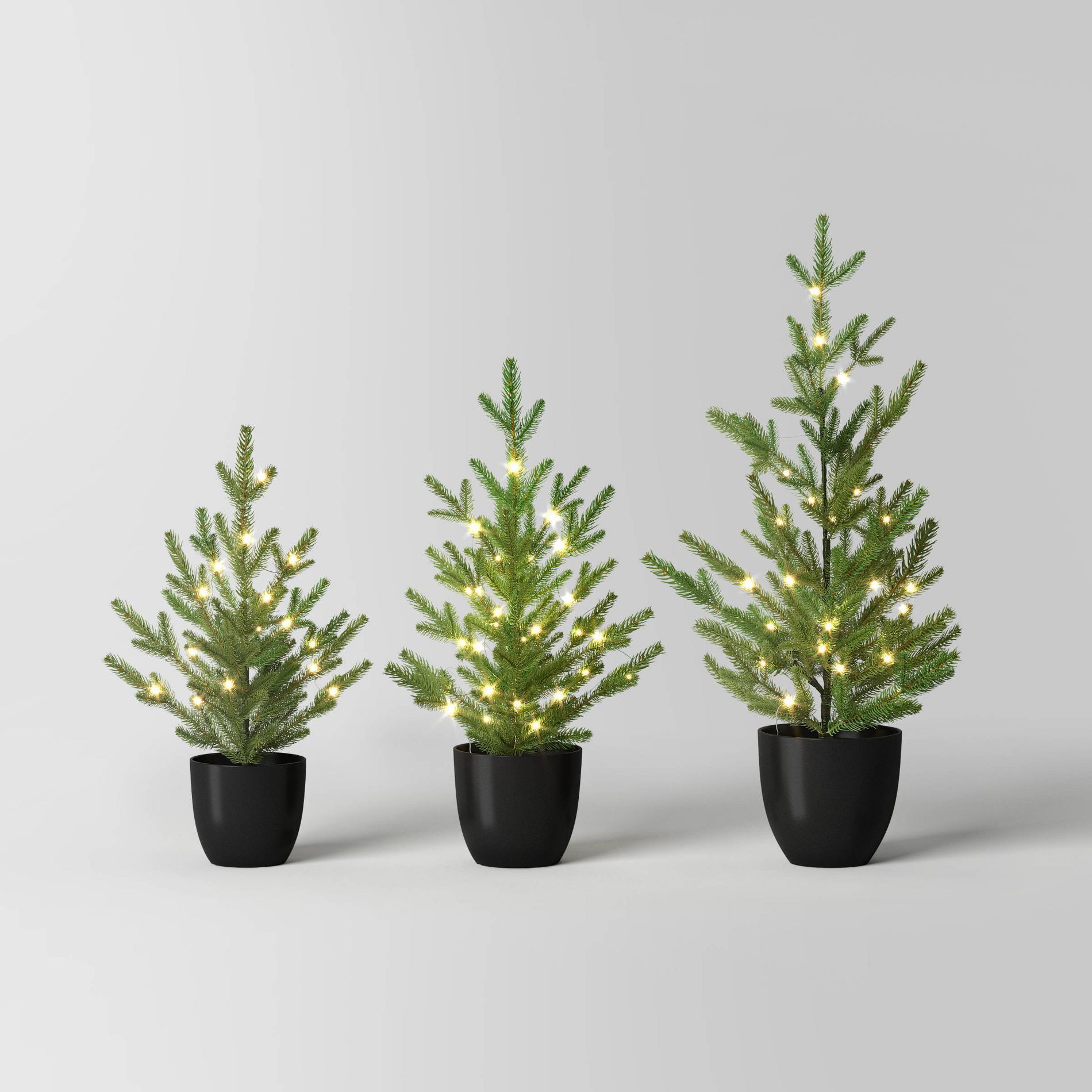 Pre-lit Potted Balsam Fir Mini Artificial Christmas Tree Set Warm White Lights - Wondershop™