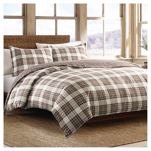 Eddie Bauer Edgewood Plaid Duvet Cover Mini Set Khaki Full