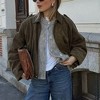 Clearlove Women Oversized Long Sleeve Zip Up Epaulet Bomber Leather Jackets Casual Faux Suede Coat - 4 of 4