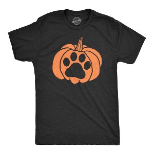 Mens Pumpkin Paw T Shirt Funny Halloween Jack-O-Lantern Pet Puppy Animal Lover Novelty Tee - Crazy Dog Men's T Shirt - 1 of 4