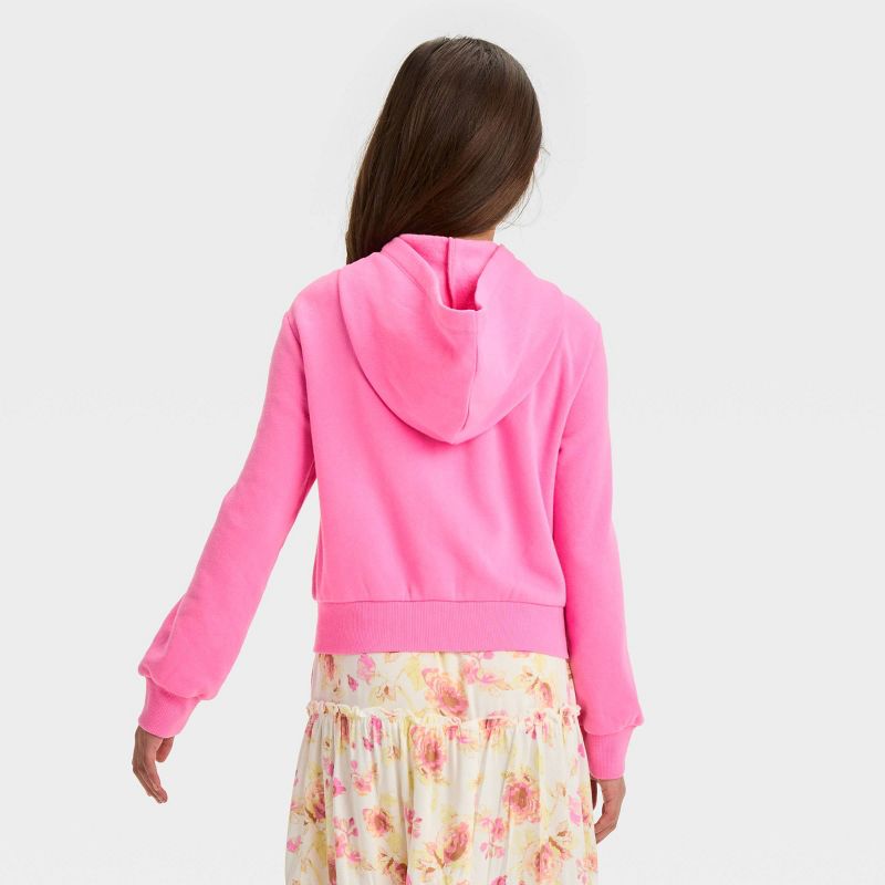 Girls' Cropped Hoodie Zip-Up Sweatshirt - art class™, 2 of 4