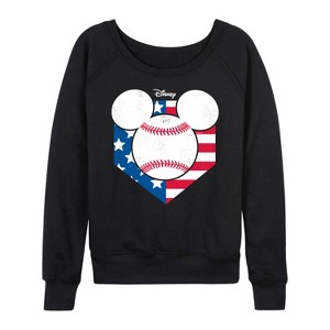 Women's - Disney - Mickey Mouse Baseball Diamon Head USA Lightweight French Terry Slouchy - 1 of 4