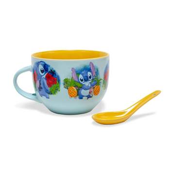 Silver Buffalo Disney Lilo & Stitch Ceramic Soup Mug With Spoon | Holds 24 Ounces