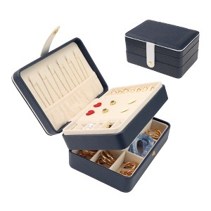 Unique Bargains 2 Layer Women Girls Teen Birthday Gifts PU Leather Jewelry Organizer Case with Removable Drawer - 1 of 4