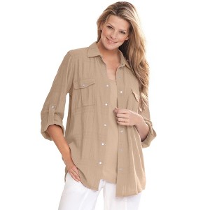 Woman Within Plus Size Cotton Gauze Bigshirt - 1 of 3