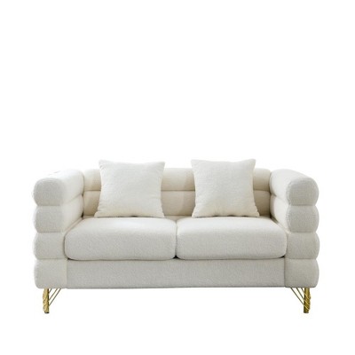 SKRAN 2 Seater Comfy Modern Sectional Sofa, 60'' Oversized Sofa, Soft Fabric Comfy Sofa with 2 Pillows for Living Room,Bedroom,Office