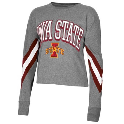 NCAA Iowa State Cyclones Women's Long Sleeve Striped Gray T-Shirt