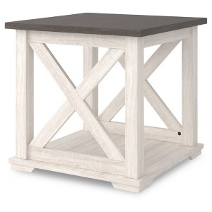 Dorrinson End Side Table White/Black/Gray - Signature Design by Ashley: Laminated, Rustic Farmhouse Accent Table with Storage Shelf - 1 of 4