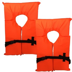 2 Pack Coast Guard approved life jackets for adults. High visibility color Type II keyhole life vest. Compliance flotation device - 1 of 4