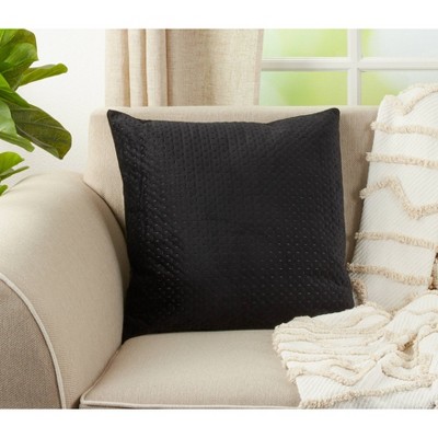 Black Pinsonic Velvet Square Throw Pillow