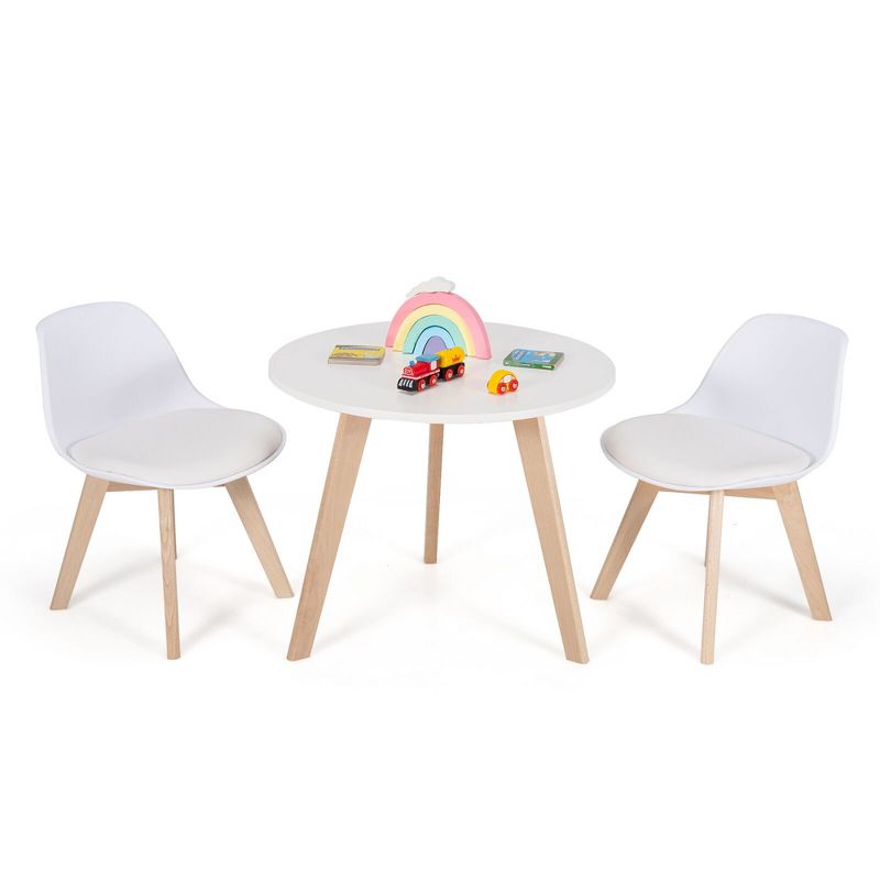 Costway Kids Table & 2 Chairs Set Modern Activity Play Table w/Beech Leg Cushion, 1 of 11
