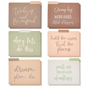 Paper Junkie 12 Pack Decorative File Folders, Letter Size for Women, Cute Earth Tone Aesthetic Office Supplies with Inspirational Sayings - 1 of 4