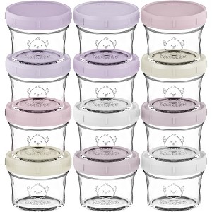 12pk Prep Baby Food Storage Containers, 4 oz Leak-Proof, BPA Free Glass Baby Food Jars for Feeding - 1 of 4